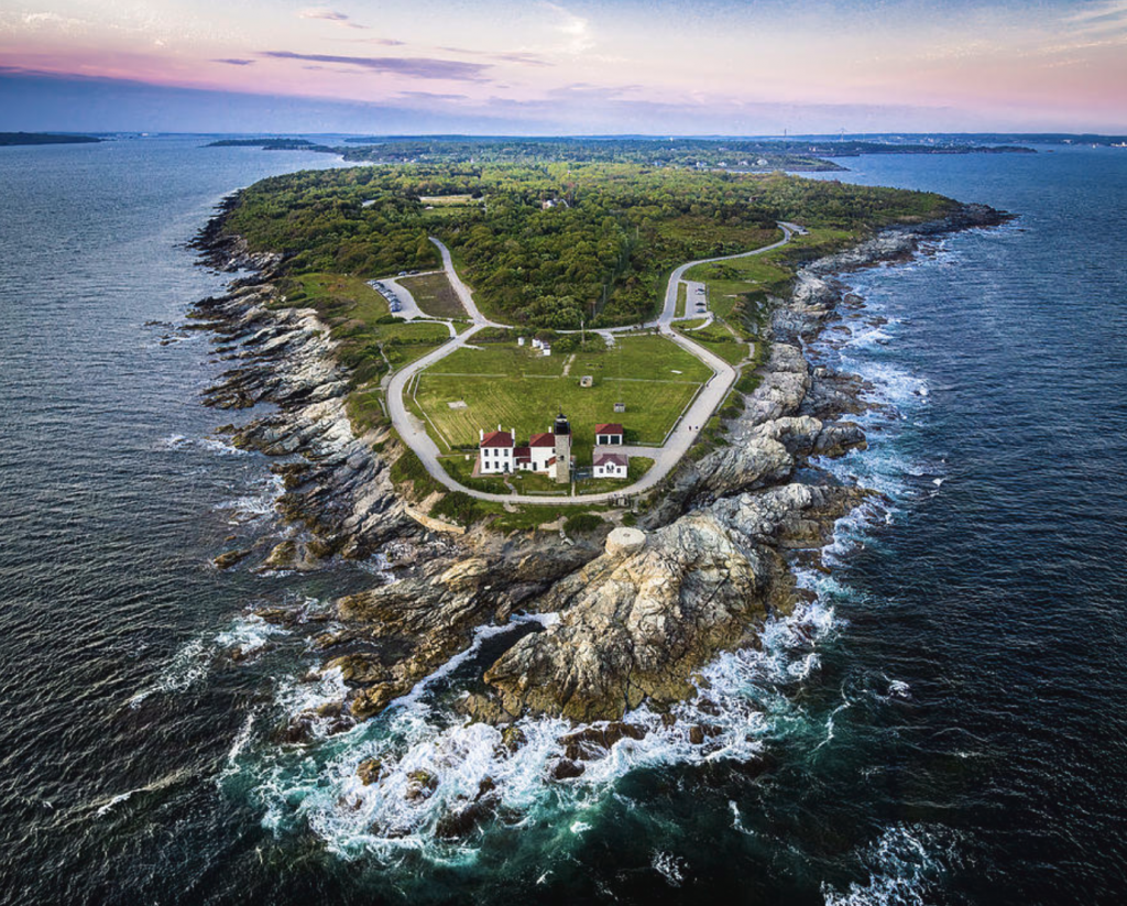 Beavertail Lighthouse from the Air