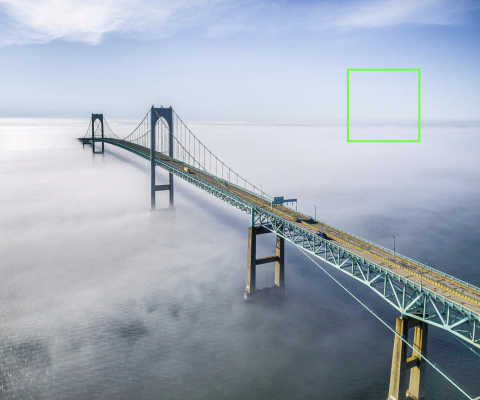 Aerial of the Newport Bridge in the Fog